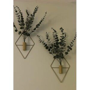 New 2 Pieces Diamond Shape Hanging Planters with Artificial Aquatic Plants Metal